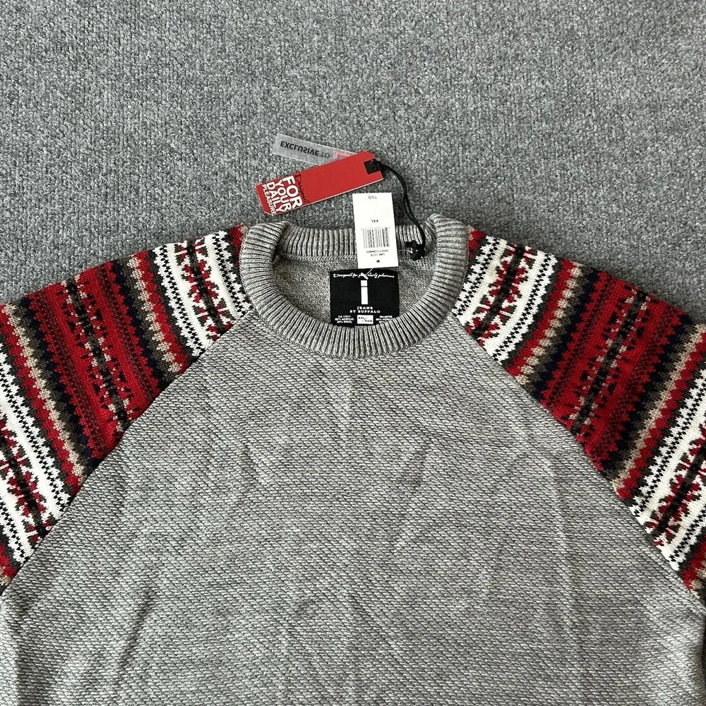 I Jeans By Buffalo Sweater Mens XXL Grey‎ Knit Wool Blend Holiday Christmas New